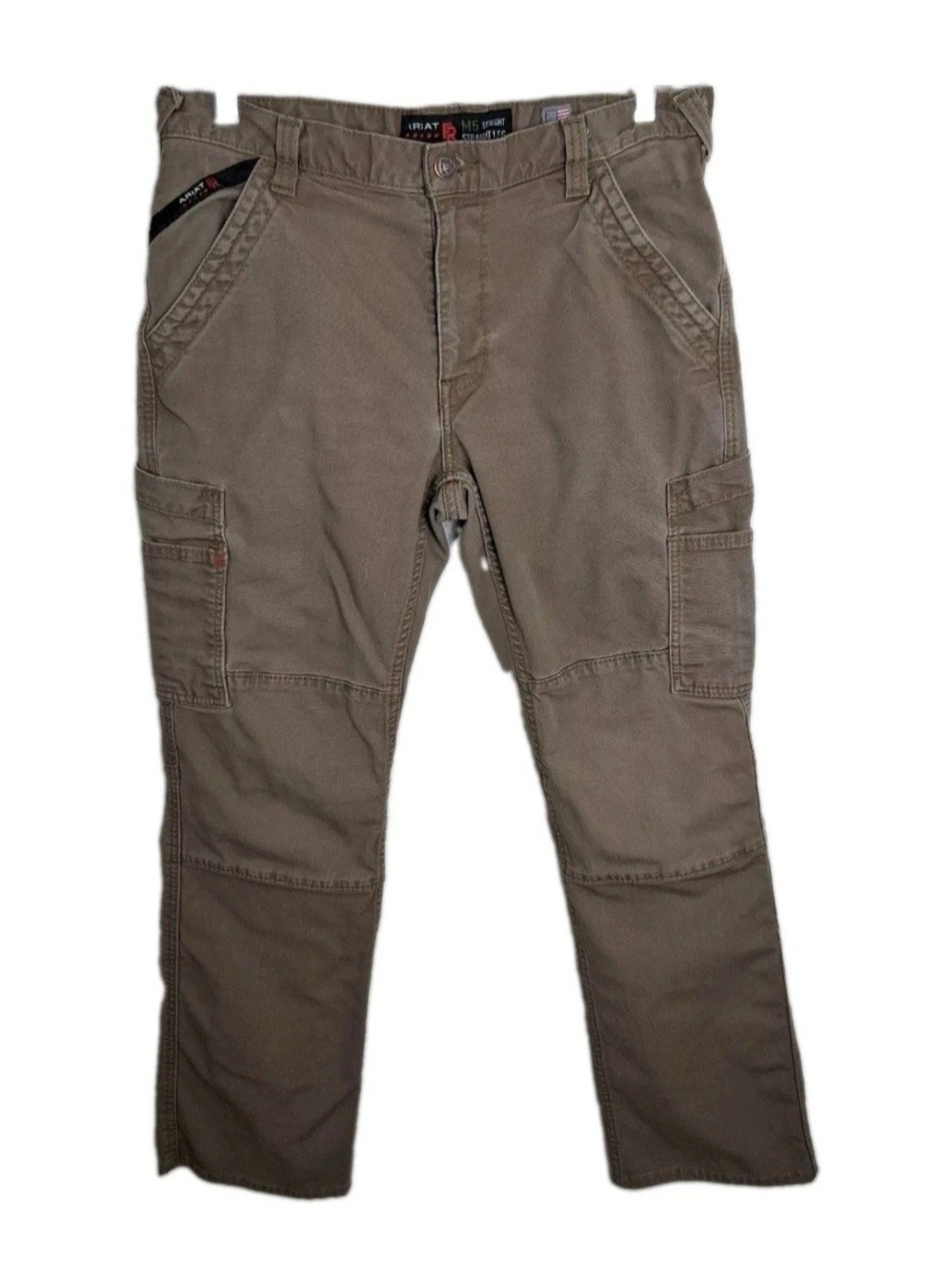 Ariat FR M5 Men 34x36 (Fit 34x30) Khaki DuraLight Canvas Cargo Work Pants CAT 2